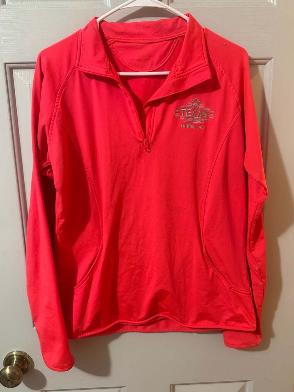 Sport-Tek Texas Roadhouse 1/4 Zip Pullover Neon Pink Embroidery